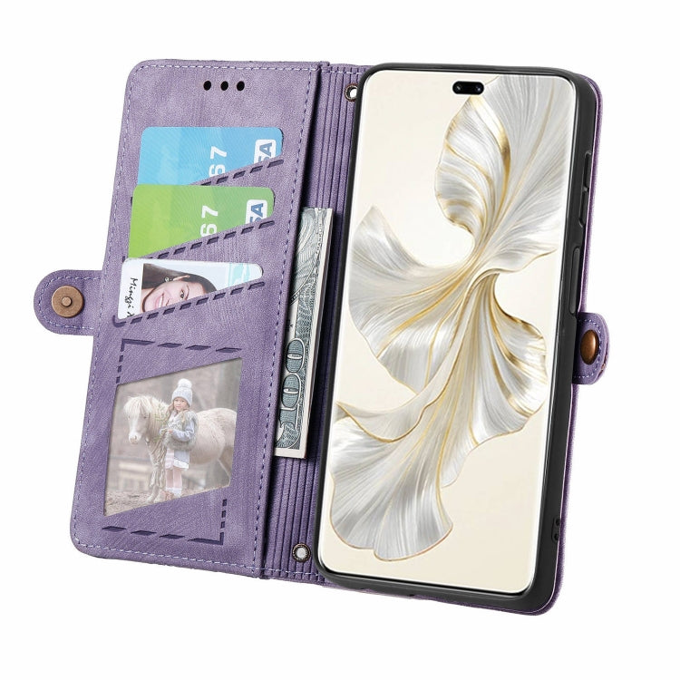 For Honor 100 Pro 5G Geometric Zipper Wallet Side Buckle Leather Phone Case