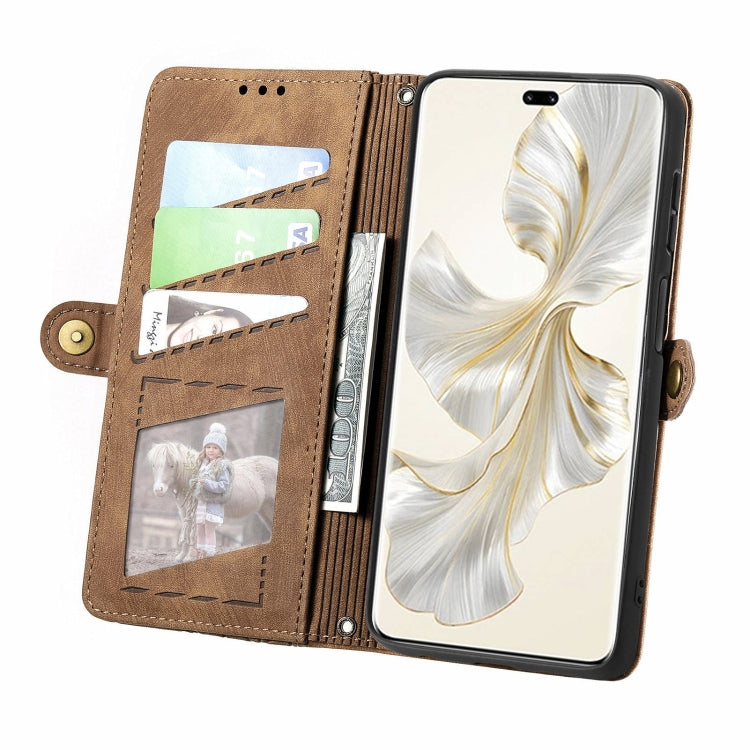 For Honor 100 Pro 5G Geometric Zipper Wallet Side Buckle Leather Phone Case