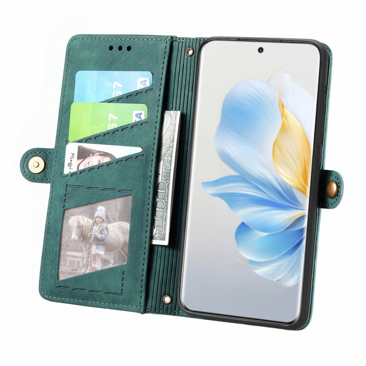 For Honor 100 5G Geometric Zipper Wallet Side Buckle Leather Phone Case
