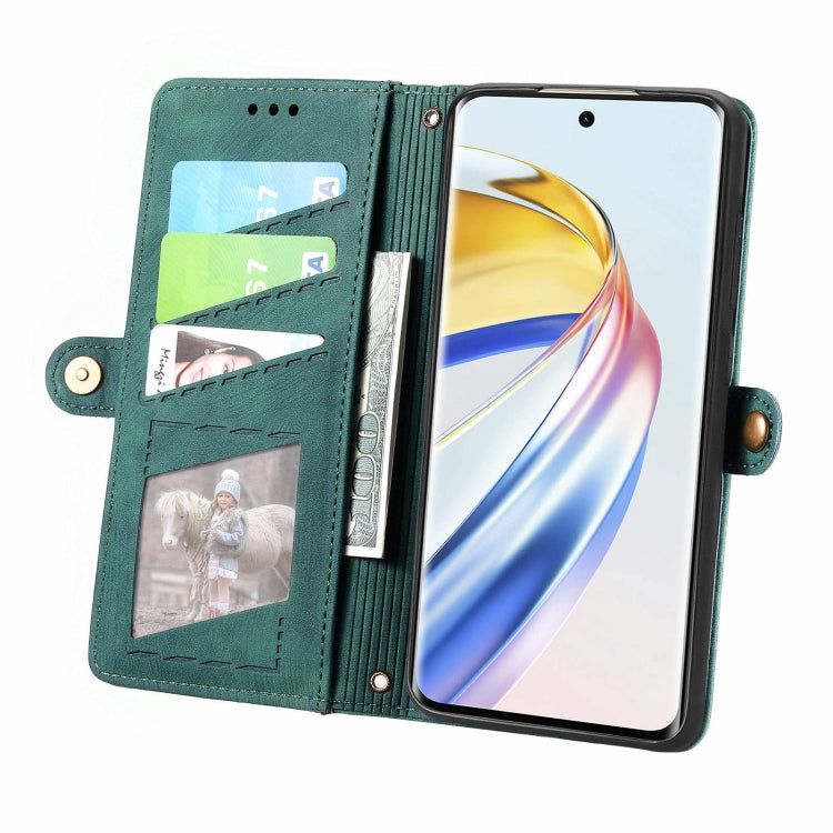 For Honor X9b Geometric Zipper Wallet Side Buckle Leather Phone Case