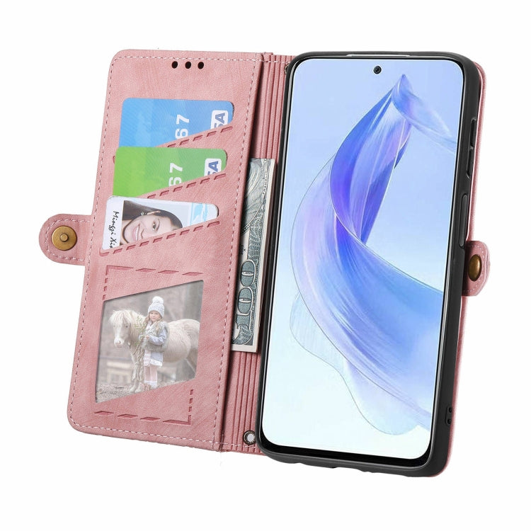 For Honor X50i Geometric Zipper Wallet Side Buckle Leather Phone Case