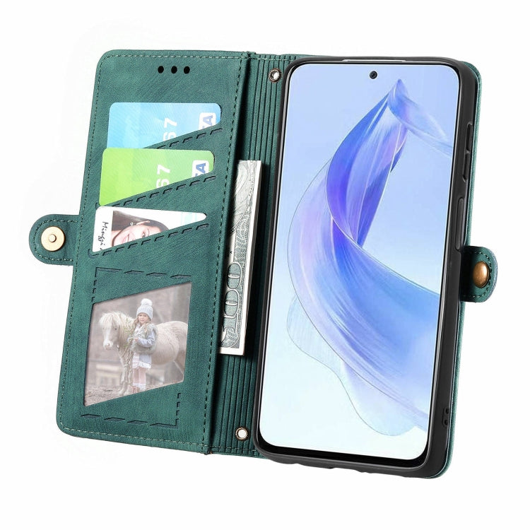 For Honor X50i Geometric Zipper Wallet Side Buckle Leather Phone Case