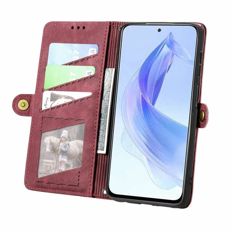 For Honor X50i Geometric Zipper Wallet Side Buckle Leather Phone Case