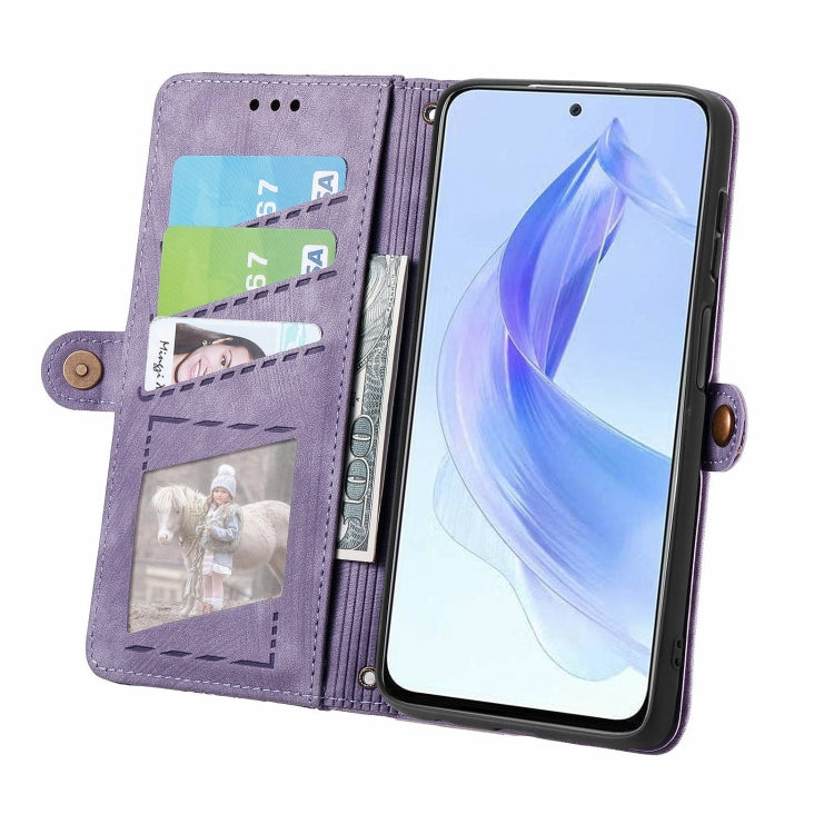For Honor X50i Geometric Zipper Wallet Side Buckle Leather Phone Case