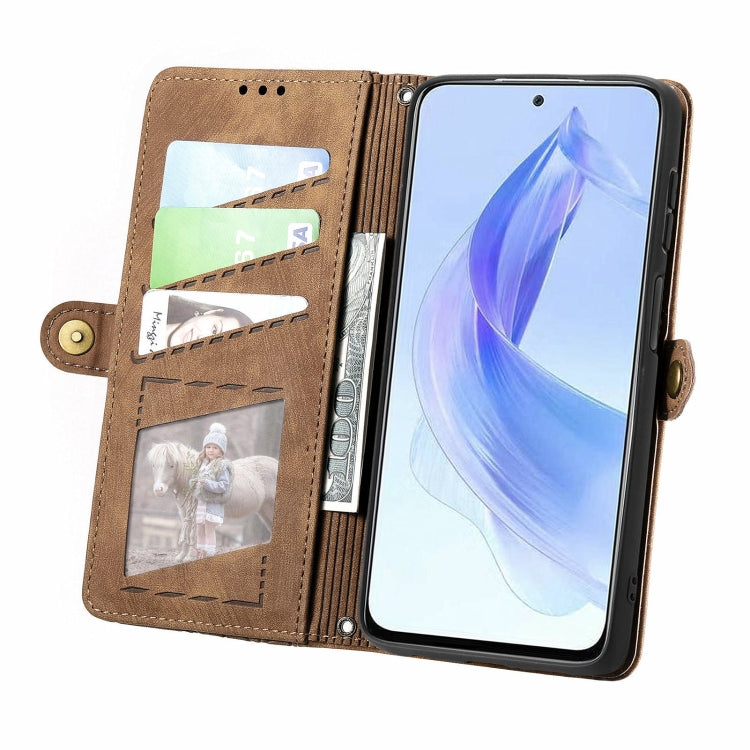For Honor X50i Geometric Zipper Wallet Side Buckle Leather Phone Case
