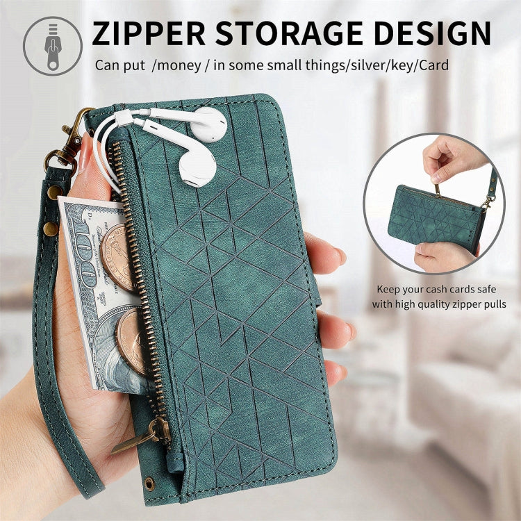 For Honor X9a Geometric Zipper Wallet Side Buckle Leather Phone Case
