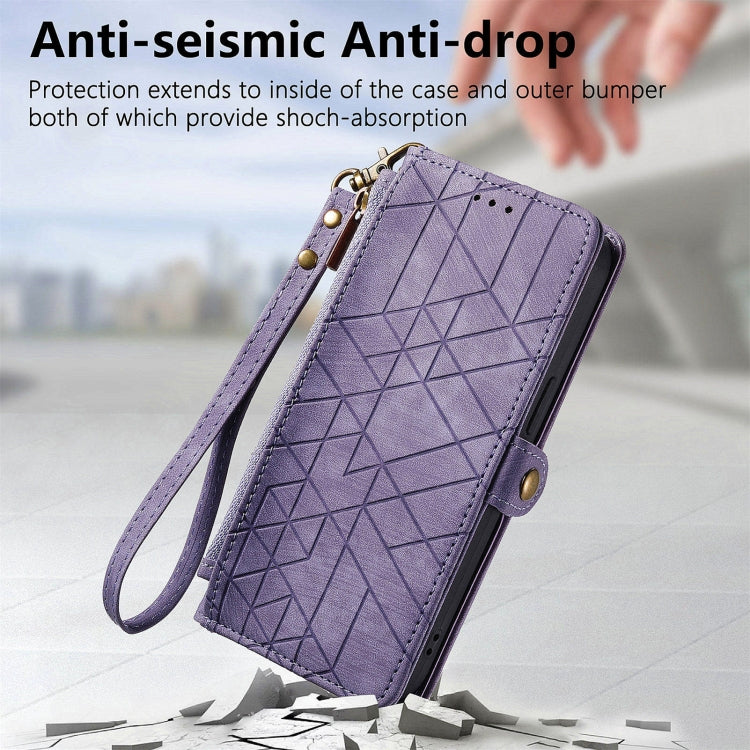 For Honor X9a Geometric Zipper Wallet Side Buckle Leather Phone Case