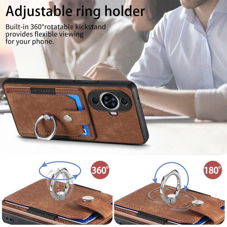 For Huawei nova 11 Retro Skin-feel Ring Card Wallet Phone Case
