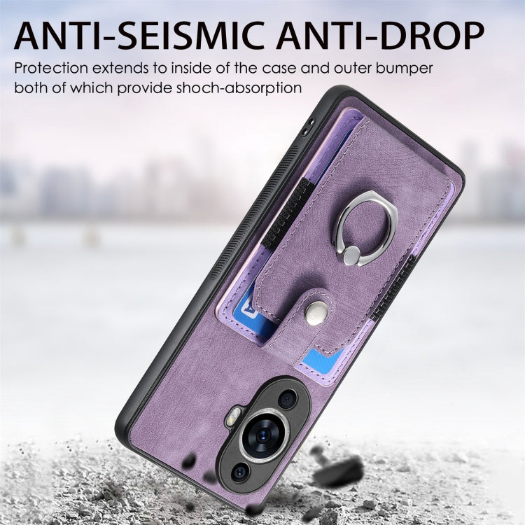 For Huawei nova 11 Retro Skin-feel Ring Card Wallet Phone Case