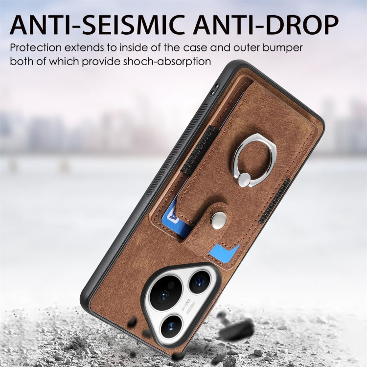 For Huawei Pura 70 Retro Skin-feel Ring Card Wallet Phone Case