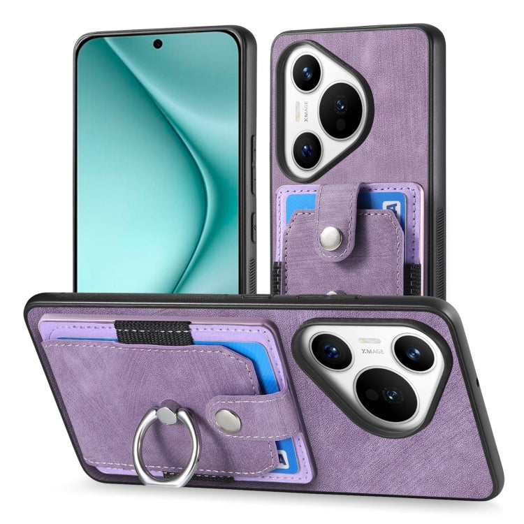 For Huawei Pura 70 Retro Skin-feel Ring Card Wallet Phone Case