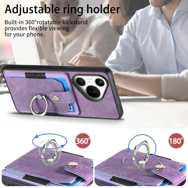 For Huawei Pura 70 Retro Skin-feel Ring Card Wallet Phone Case