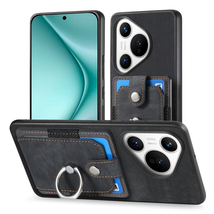 For Huawei Pura 70 Pro Retro Skin-feel Ring Card Wallet Phone Case