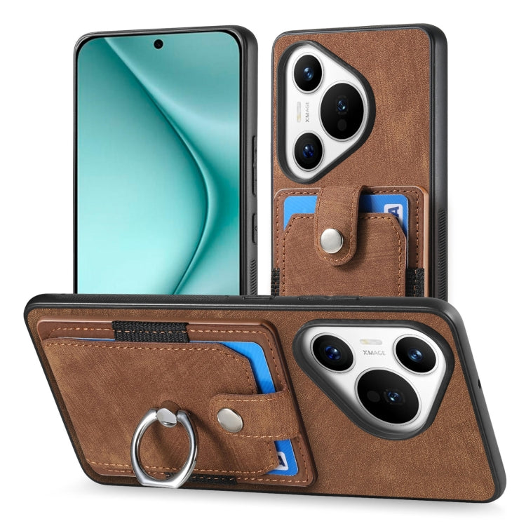 For Huawei Pura 70 Pro Retro Skin-feel Ring Card Wallet Phone Case
