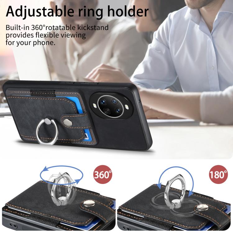 For Huawei nova 14 Retro Skin-feel Ring Card Wallet Phone Case