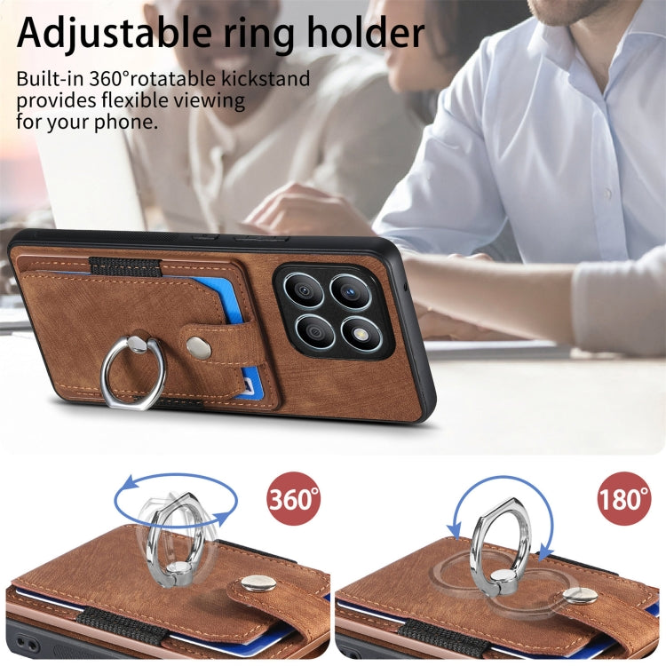 For Honor X8b Retro Skin-feel Ring Card Wallet Phone Case