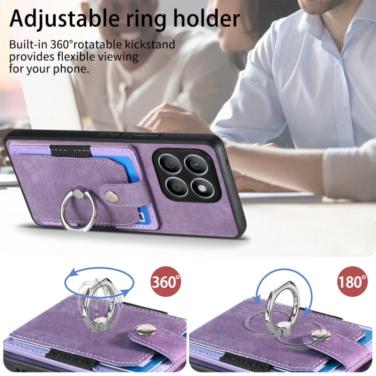 For Honor X8b Retro Skin-feel Ring Card Wallet Phone Case
