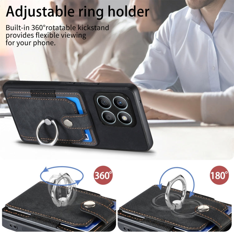 For Honor X7b Retro Skin-feel Ring Card Wallet Phone Case