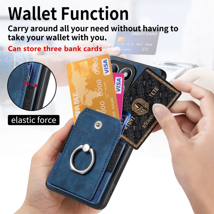For Honor X7b Retro Skin-feel Ring Card Wallet Phone Case
