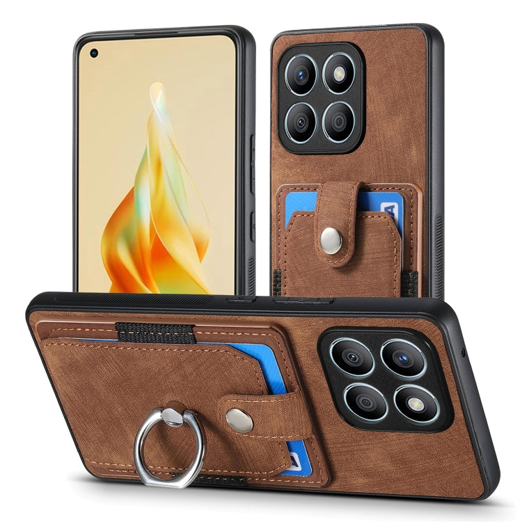For Honor X7b Retro Skin-feel Ring Card Wallet Phone Case