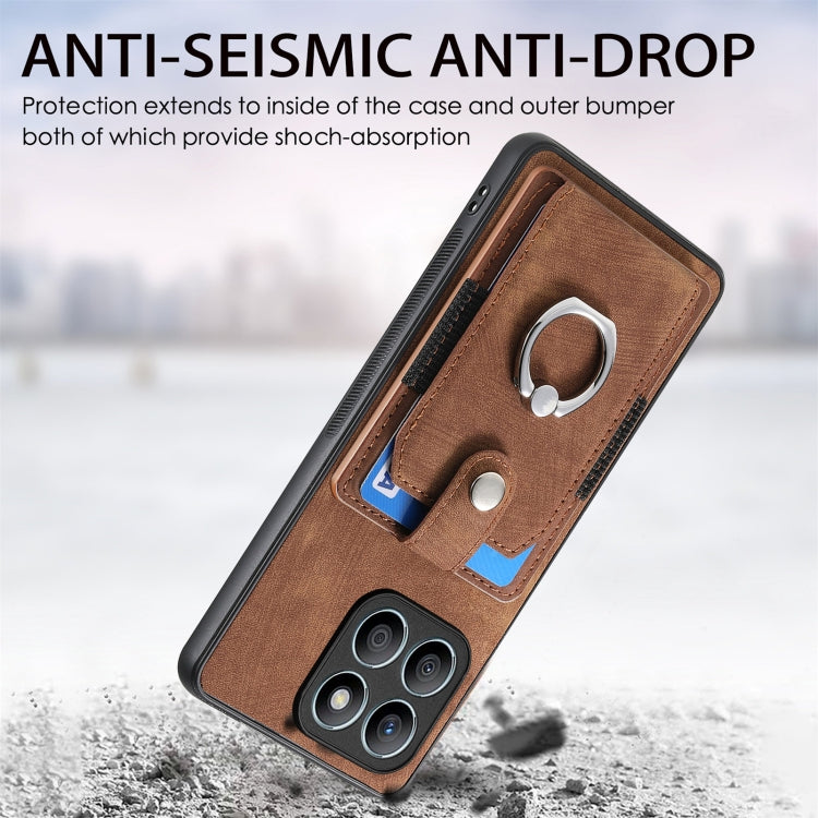 For Honor X7b Retro Skin-feel Ring Card Wallet Phone Case