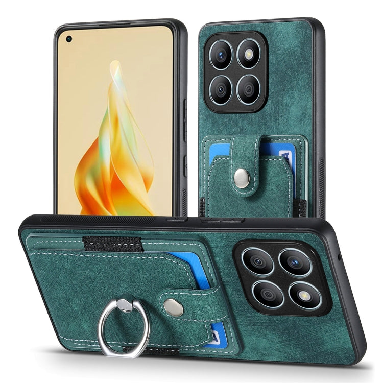 For Honor X7b Retro Skin-feel Ring Card Wallet Phone Case
