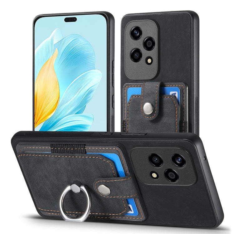 For Honor 200 Lite Global Retro Skin-feel Ring Card Wallet Phone Case
