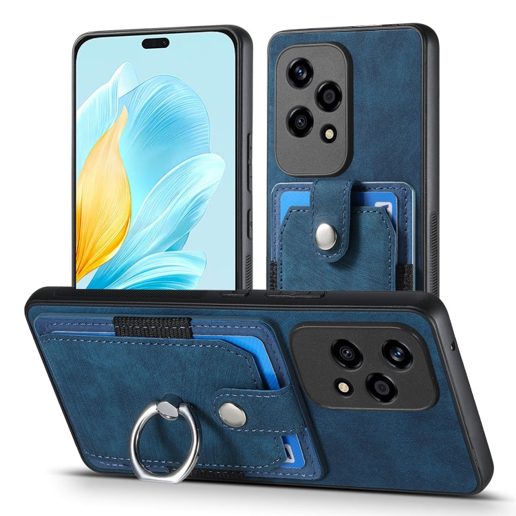 For Honor 200 Lite Global Retro Skin-feel Ring Card Wallet Phone Case