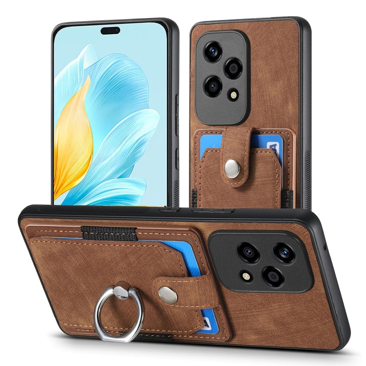 For Honor 200 Lite Global Retro Skin-feel Ring Card Wallet Phone Case