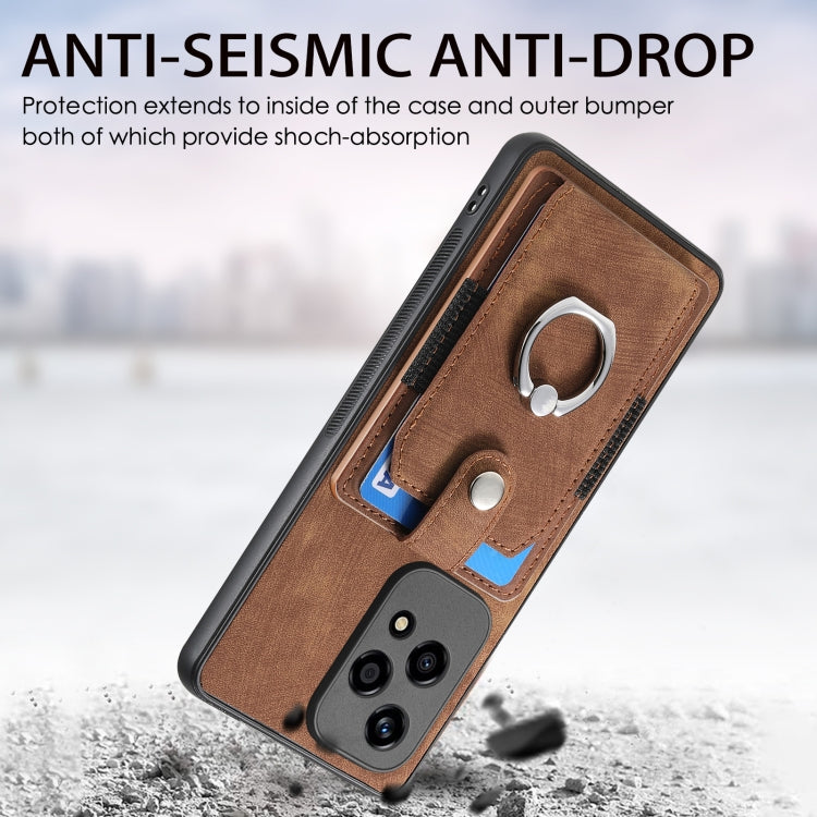 For Honor 200 Lite Global Retro Skin-feel Ring Card Wallet Phone Case