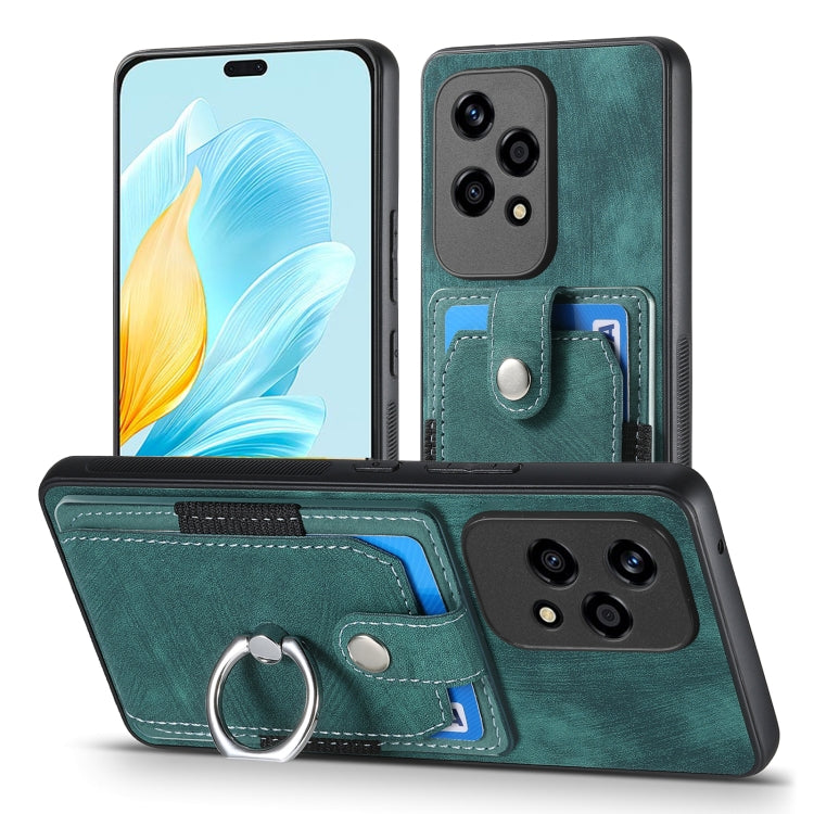For Honor 200 Lite Global Retro Skin-feel Ring Card Wallet Phone Case