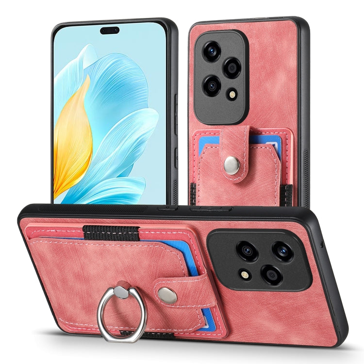For Honor 200 Lite Global Retro Skin-feel Ring Card Wallet Phone Case