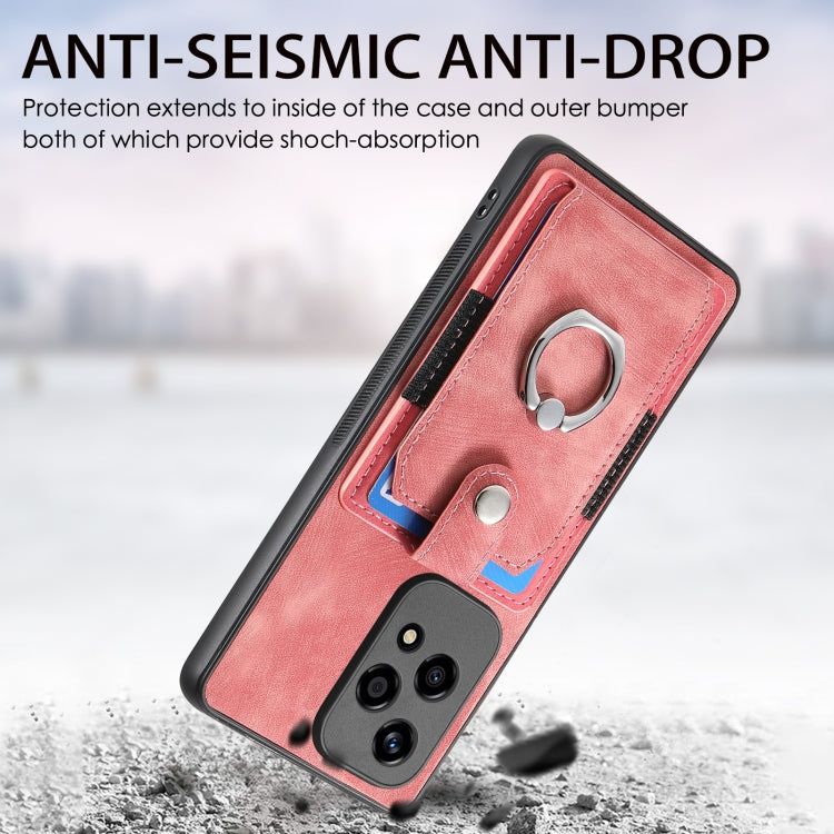 For Honor 200 Lite Global Retro Skin-feel Ring Card Wallet Phone Case