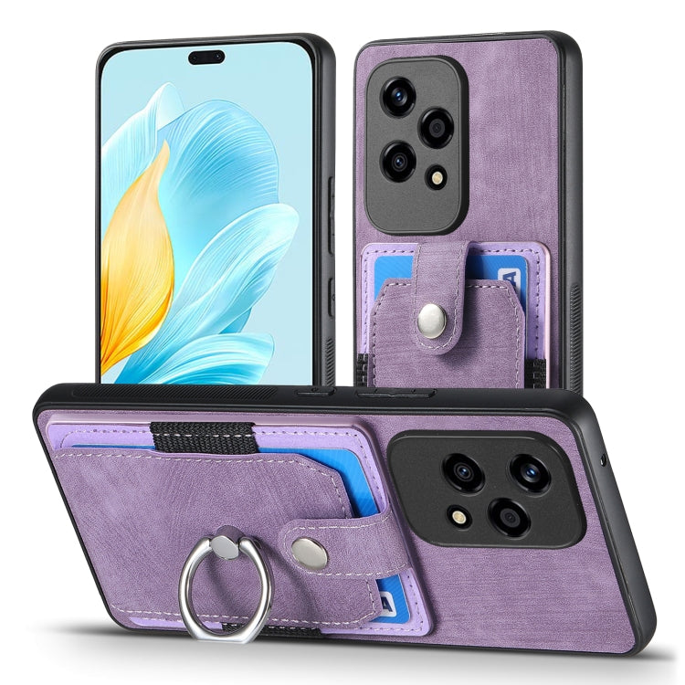 For Honor 200 Lite Global Retro Skin-feel Ring Card Wallet Phone Case