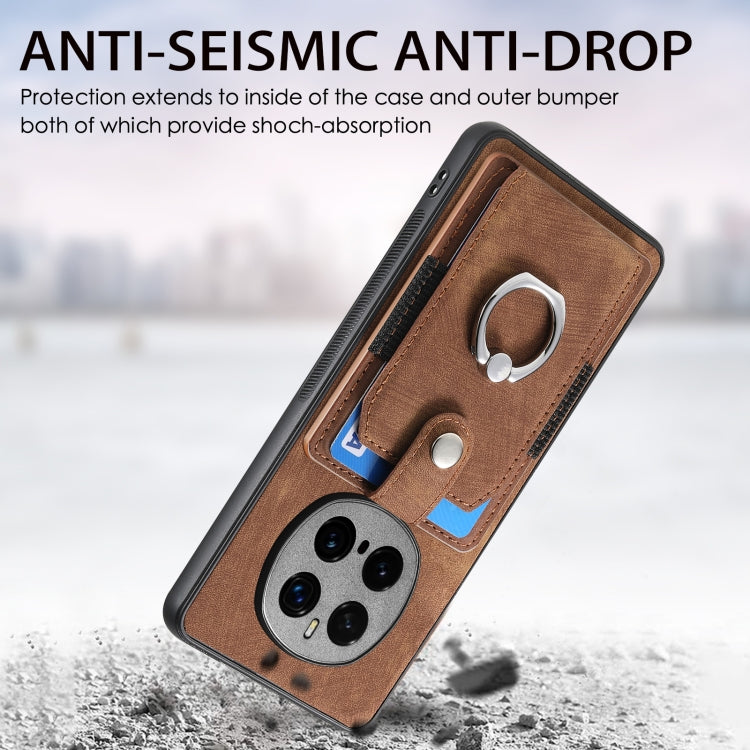 For Honor Magic7 Pro Retro Skin-feel Ring Card Wallet Phone Case