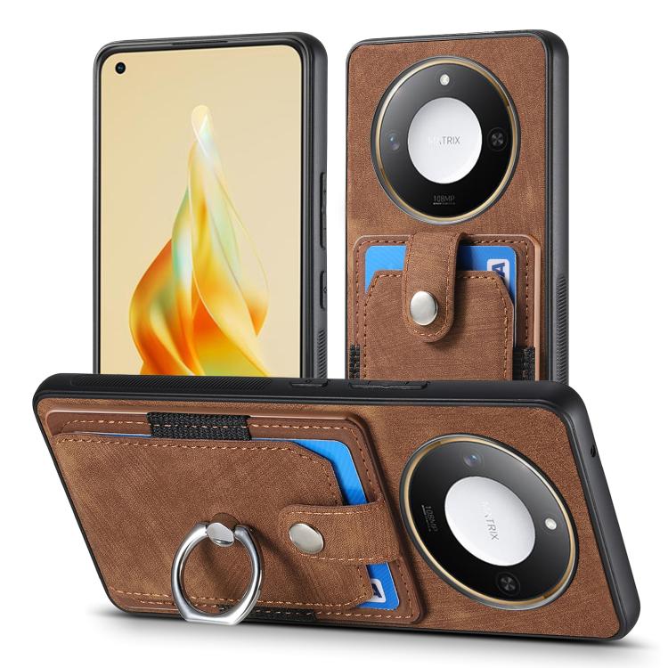 For Honor X60 Retro Skin-feel Ring Card Wallet Phone Case