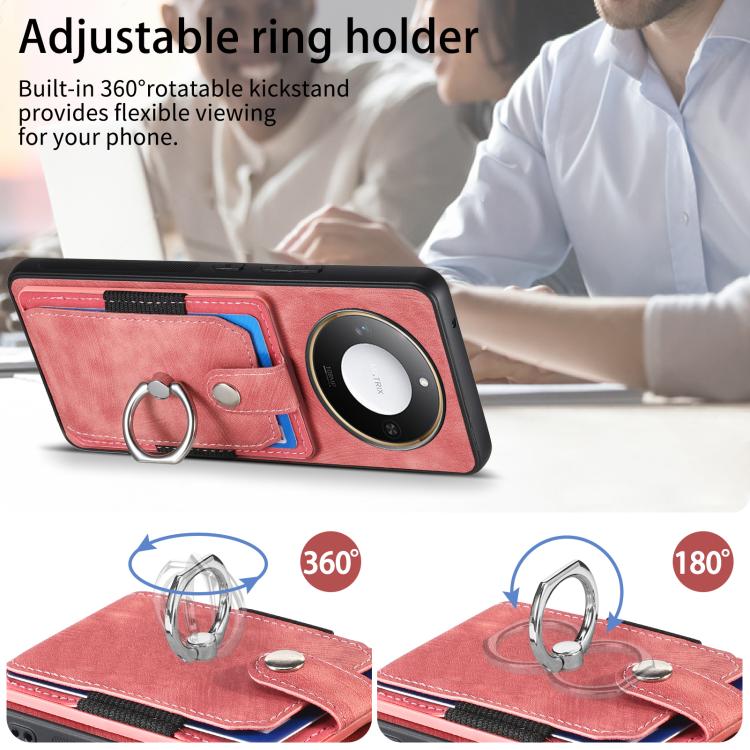For Honor X60 Retro Skin-feel Ring Card Wallet Phone Case