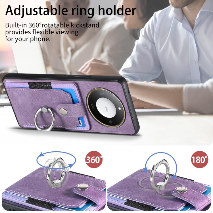 For Honor X60 Retro Skin-feel Ring Card Wallet Phone Case
