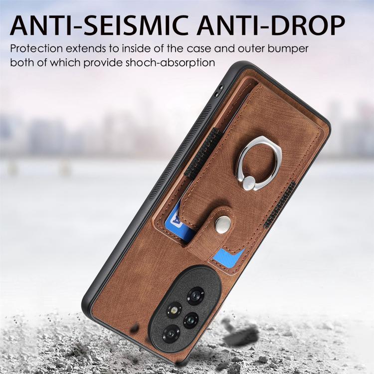 For Honor 200 Retro Skin-feel Ring Card Wallet Phone Case