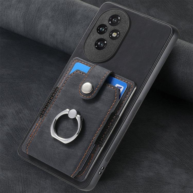 For Honor 200 Pro Retro Skin-feel Ring Card Wallet Phone Case