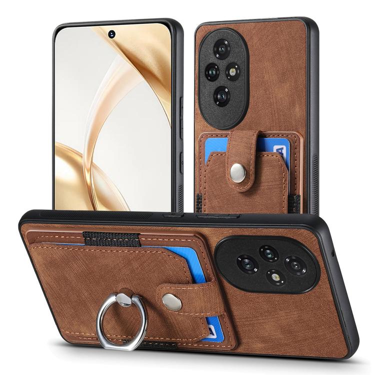 For Honor 200 Pro Retro Skin-feel Ring Card Wallet Phone Case