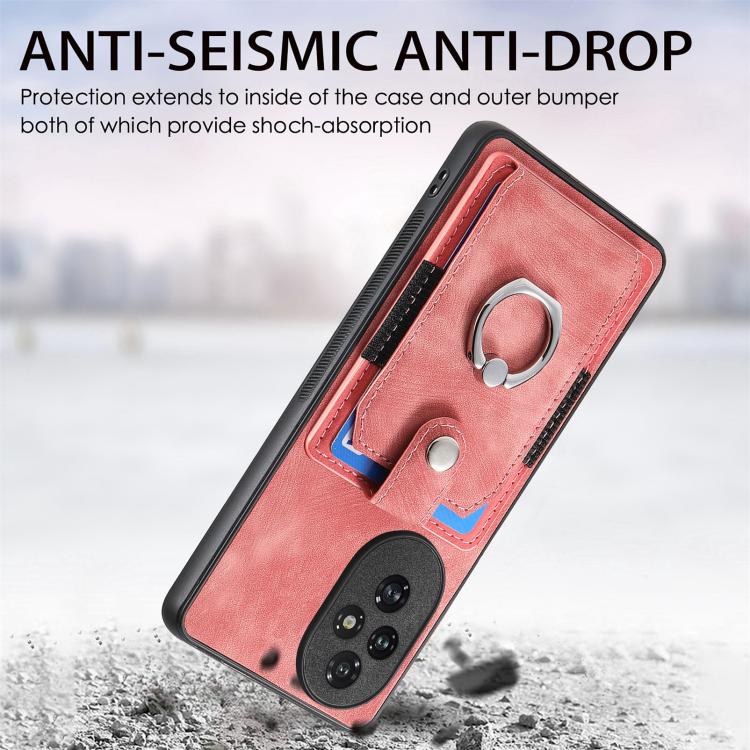 For Honor 200 Pro Retro Skin-feel Ring Card Wallet Phone Case