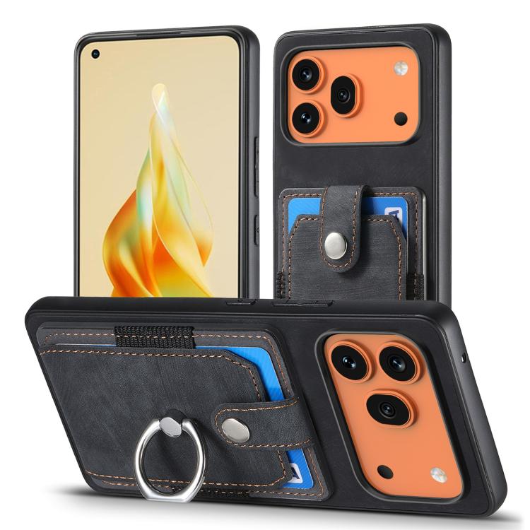 For Honor 600 Global Retro Skin-feel Ring Card Wallet Phone Case
