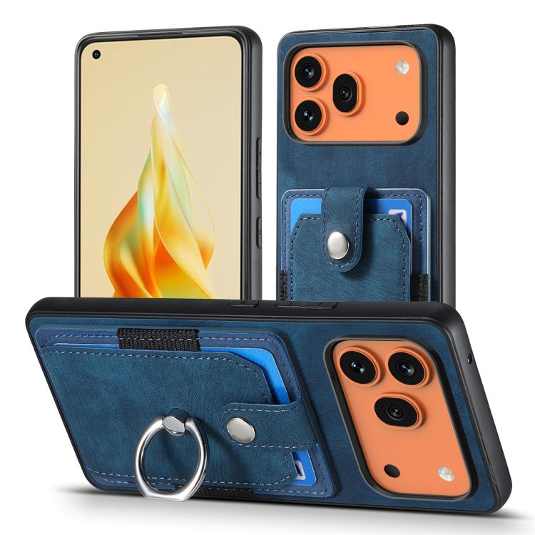 For Honor 600 Global Retro Skin-feel Ring Card Wallet Phone Case