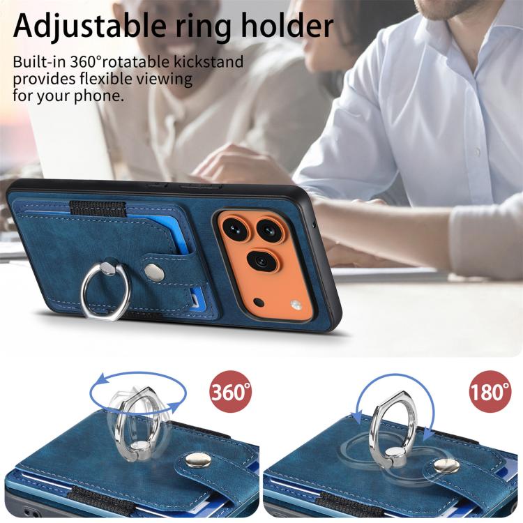For Honor 600 Global Retro Skin-feel Ring Card Wallet Phone Case