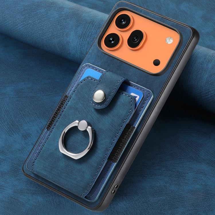 For Honor 600 Global Retro Skin-feel Ring Card Wallet Phone Case