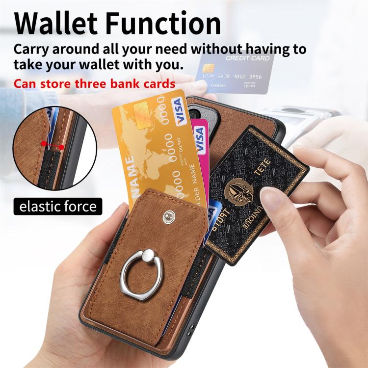 For Honor 600 Global Retro Skin-feel Ring Card Wallet Phone Case