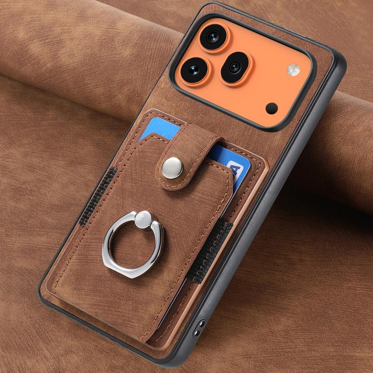 For Honor 600 Global Retro Skin-feel Ring Card Wallet Phone Case