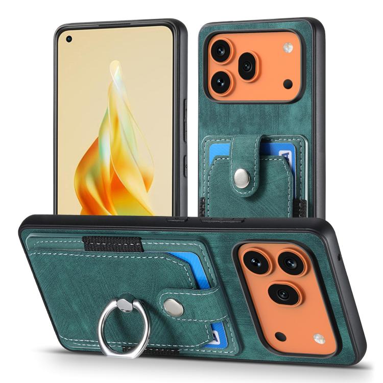 For Honor 600 Global Retro Skin-feel Ring Card Wallet Phone Case