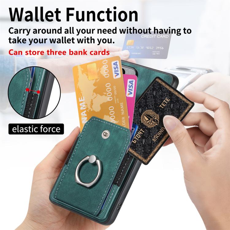 For Honor 600 Global Retro Skin-feel Ring Card Wallet Phone Case